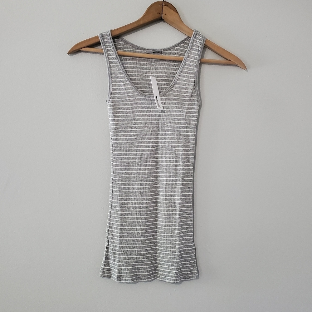 NWT Revolve LA Made Gray/White Striped Tank